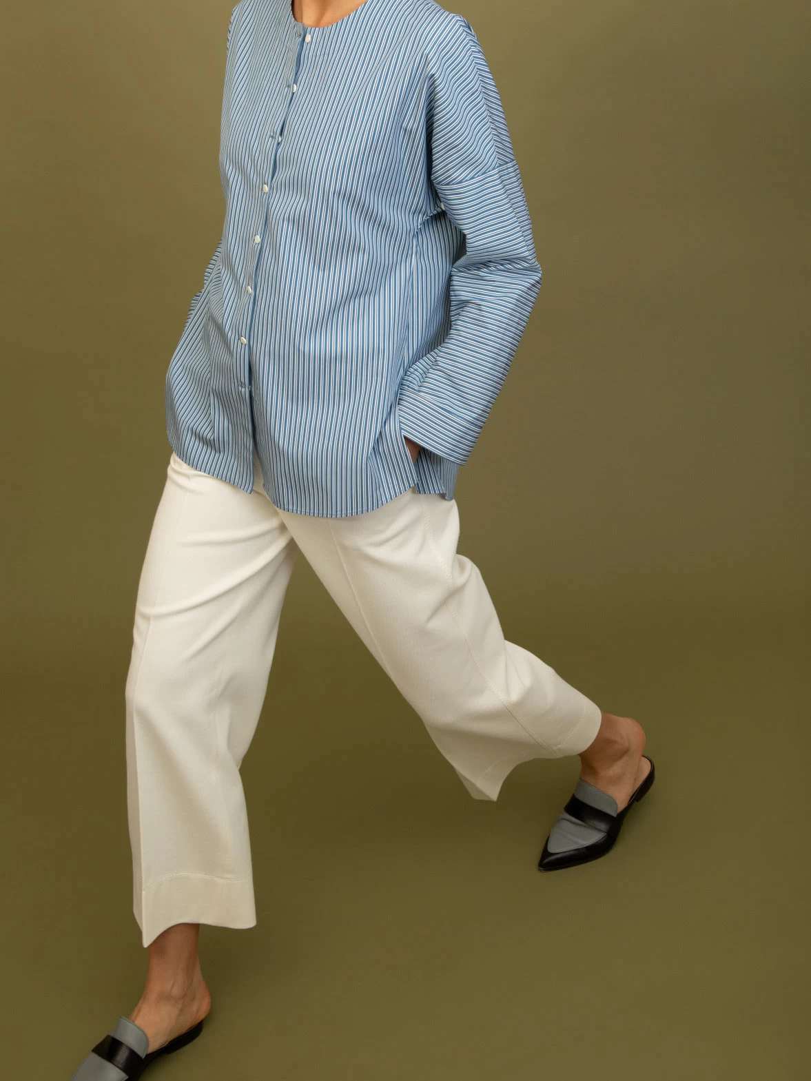 Striped Cotton Poplin Blouse - Image 2