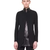 AKRIS Long Double Face Wool Jacket With A Stand-up Leather Collar