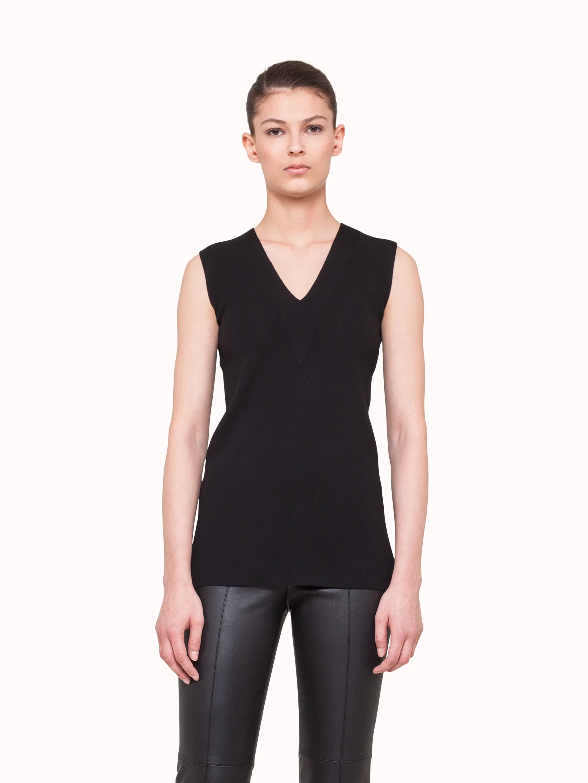 AKRIS Sleeveless Wool V-Neck Top - Image 2