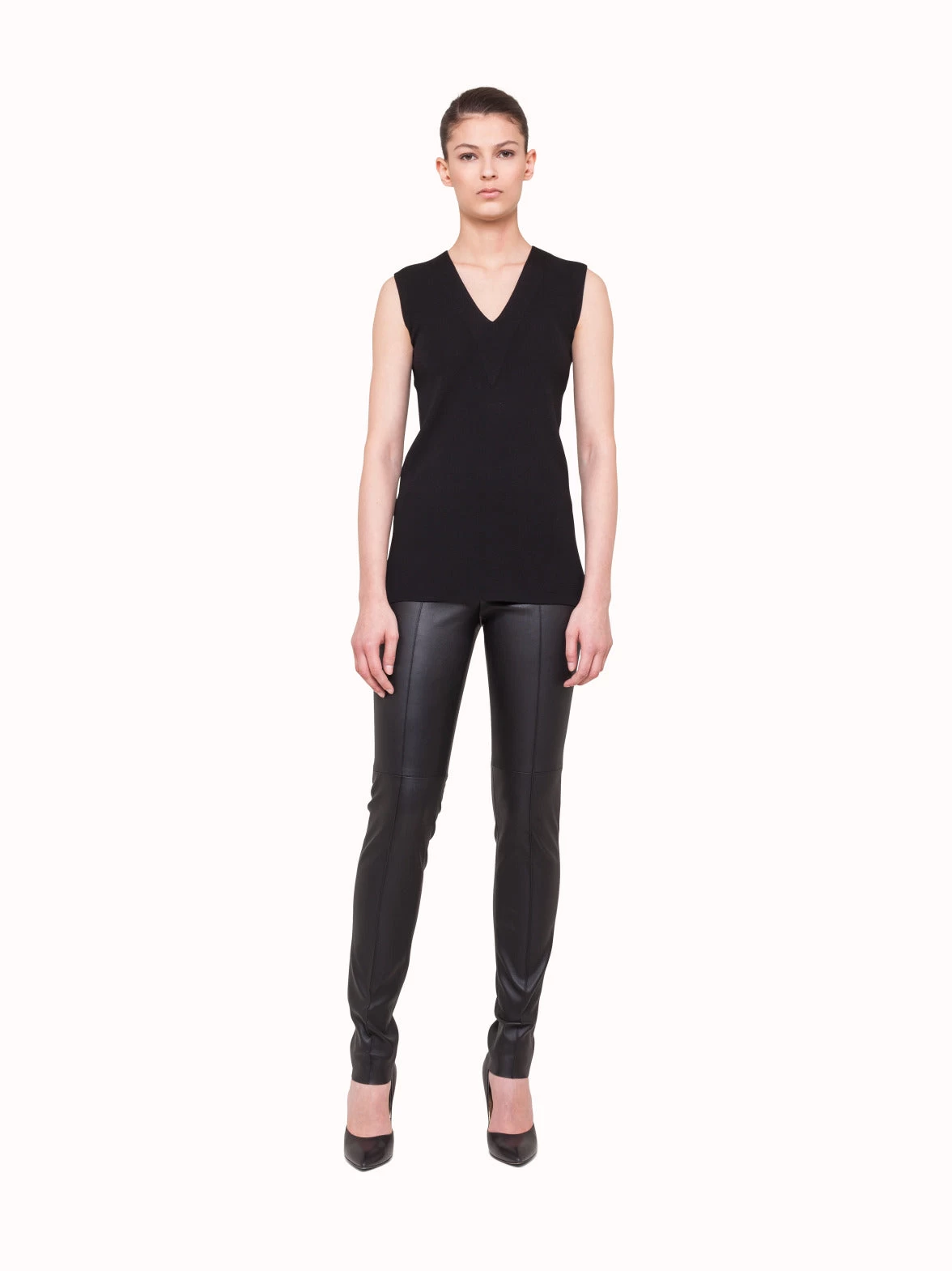 AKRIS Sleeveless Wool V-Neck Top - Image 3