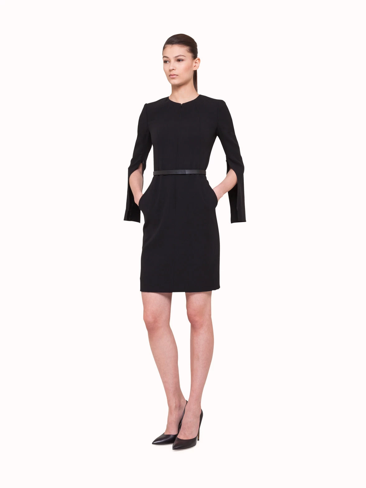 AKRIS Belted Long Sleeve Double Face Wool Dress - Image 2