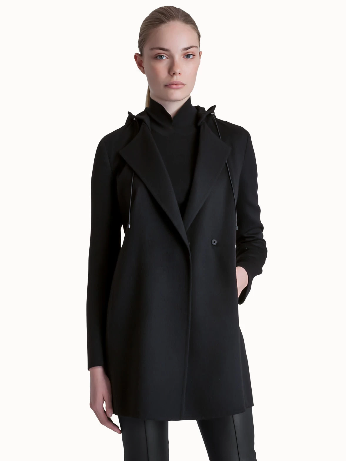 AKRIS Single Breasted Double Face Wool Coat With Detachable Hood - Image 4
