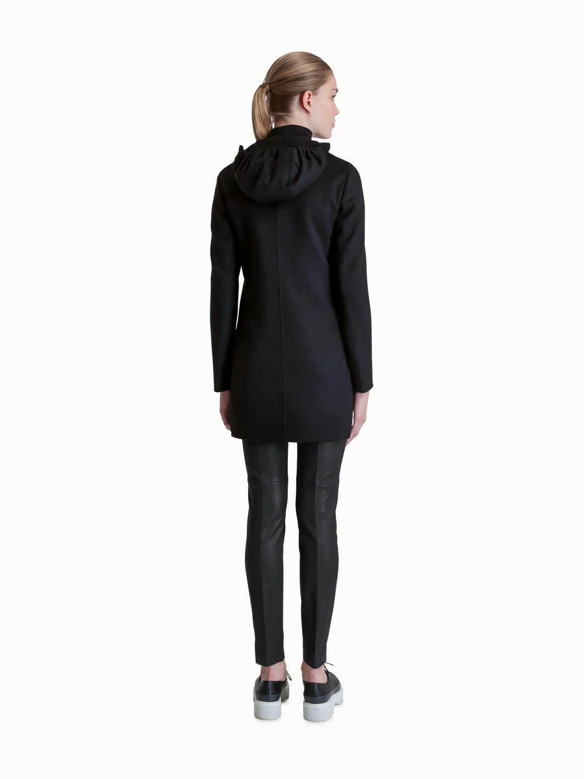 AKRIS Single Breasted Double Face Wool Coat With Detachable Hood - Image 2