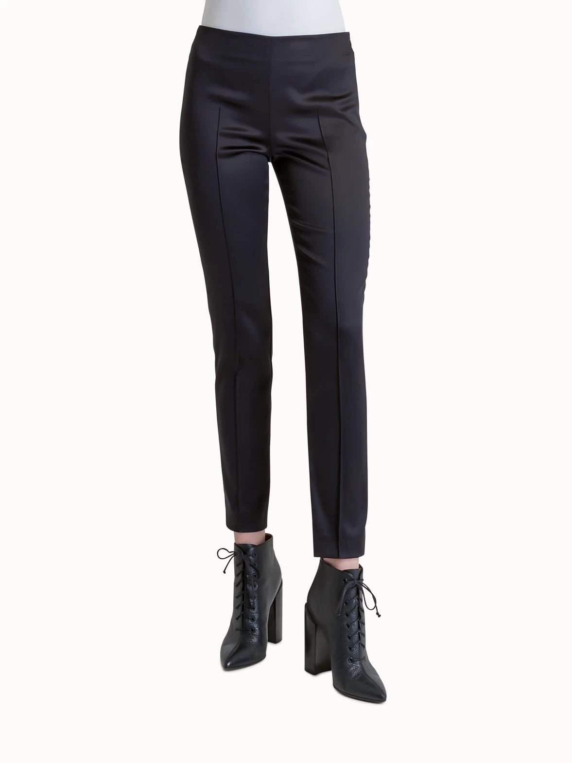 AKRIS Slim Leg Silk Satin Pants