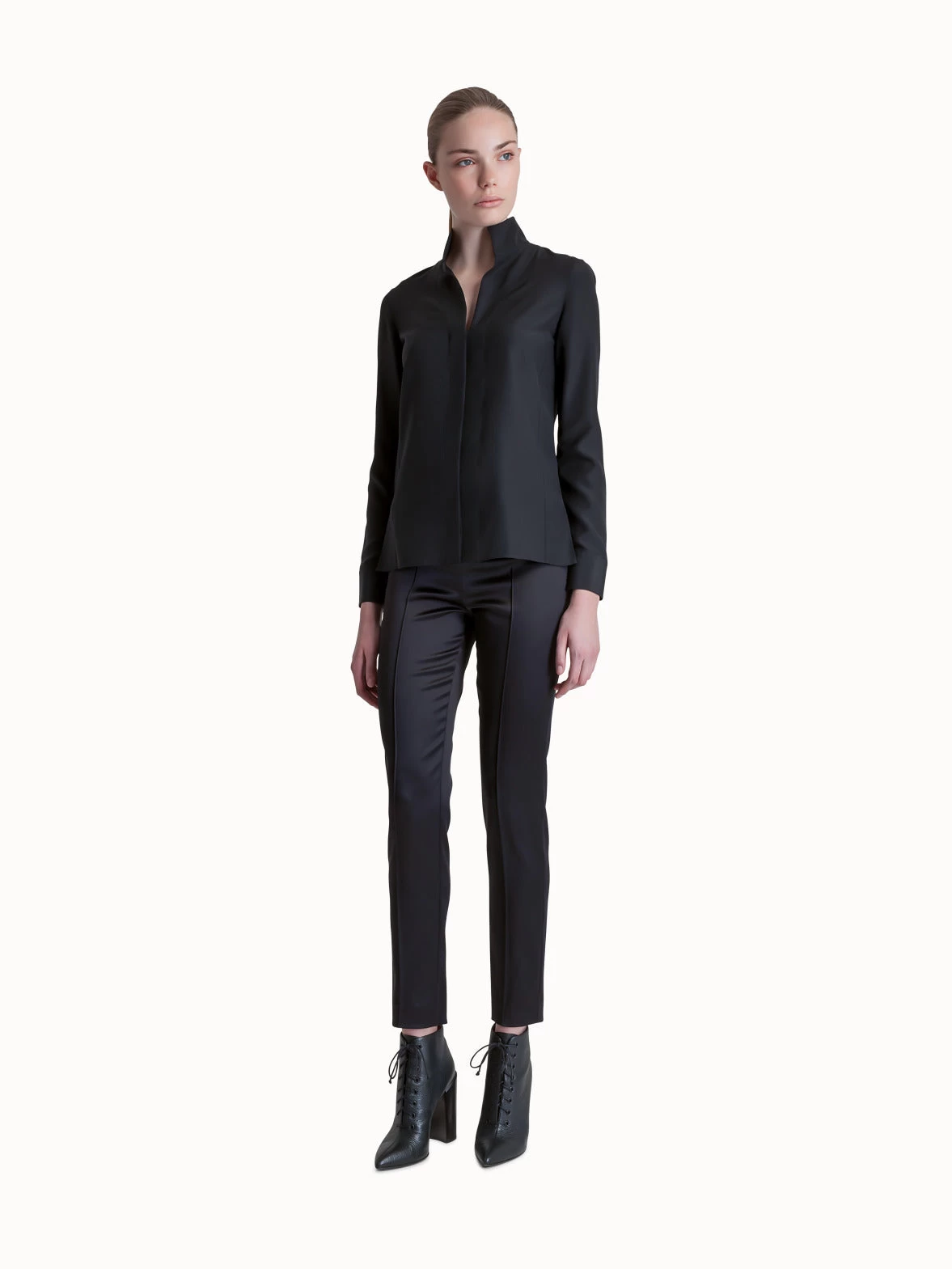 AKRIS Slim Leg Silk Satin Pants - Image 2