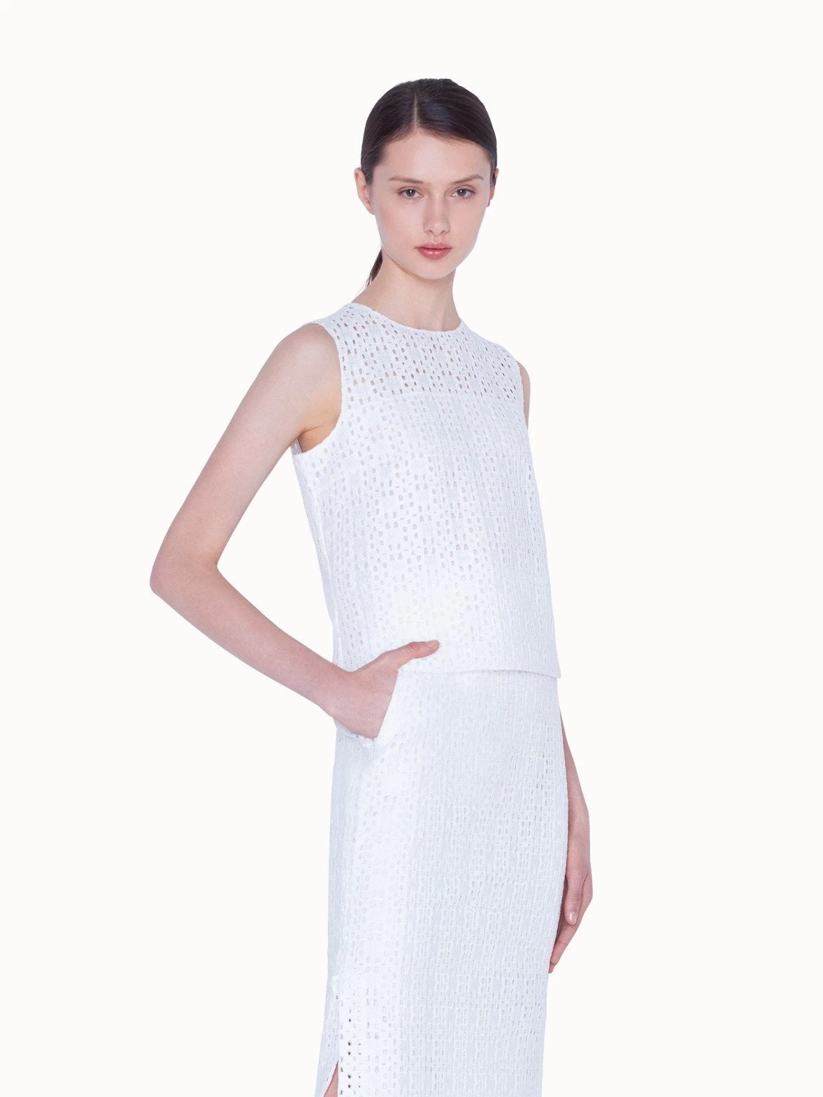 AKRIS Blouse With Plaid Embroidery