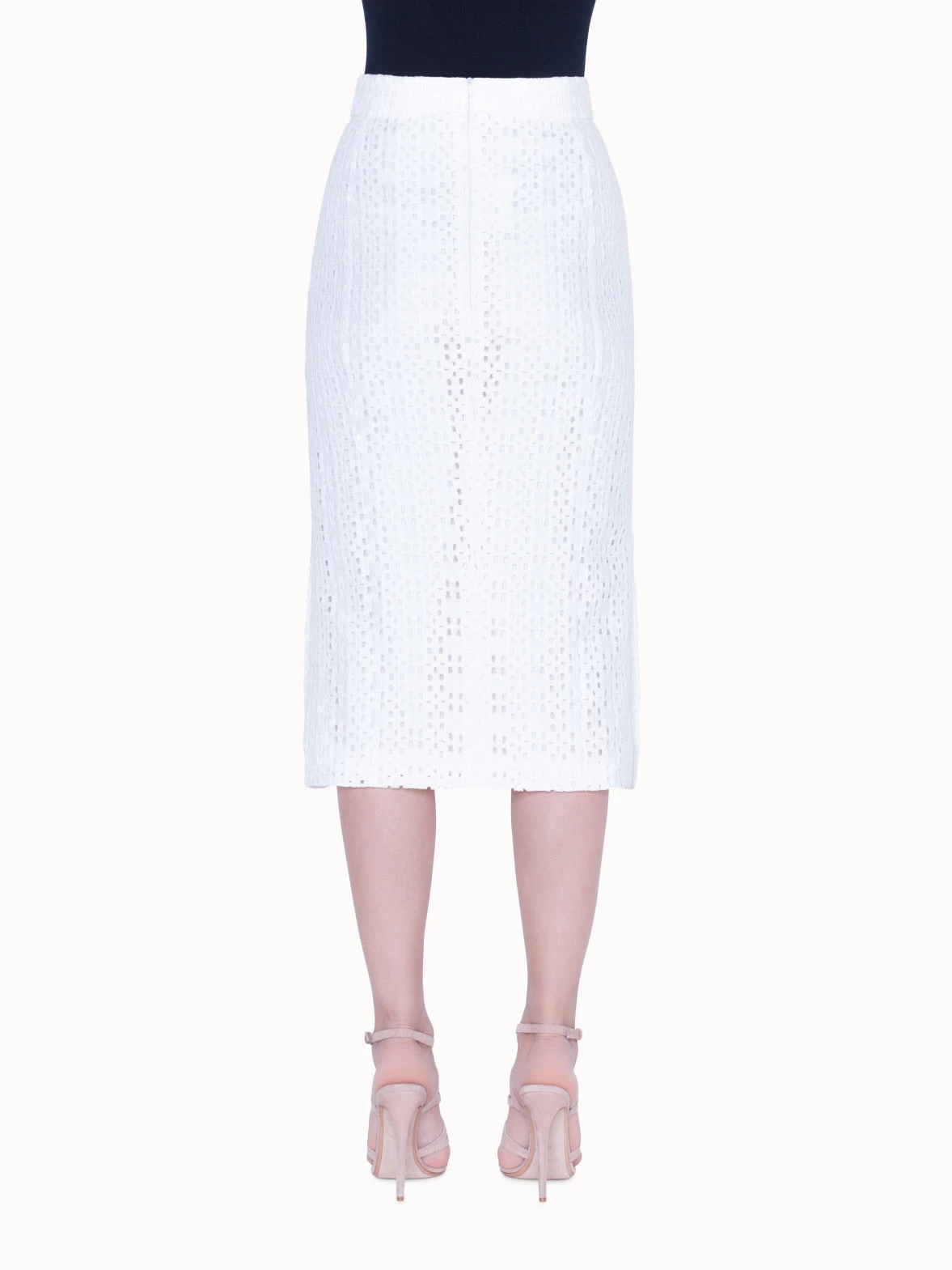 AKRIS Long Pencil Skirt With Plaid Embroidery - Image 5