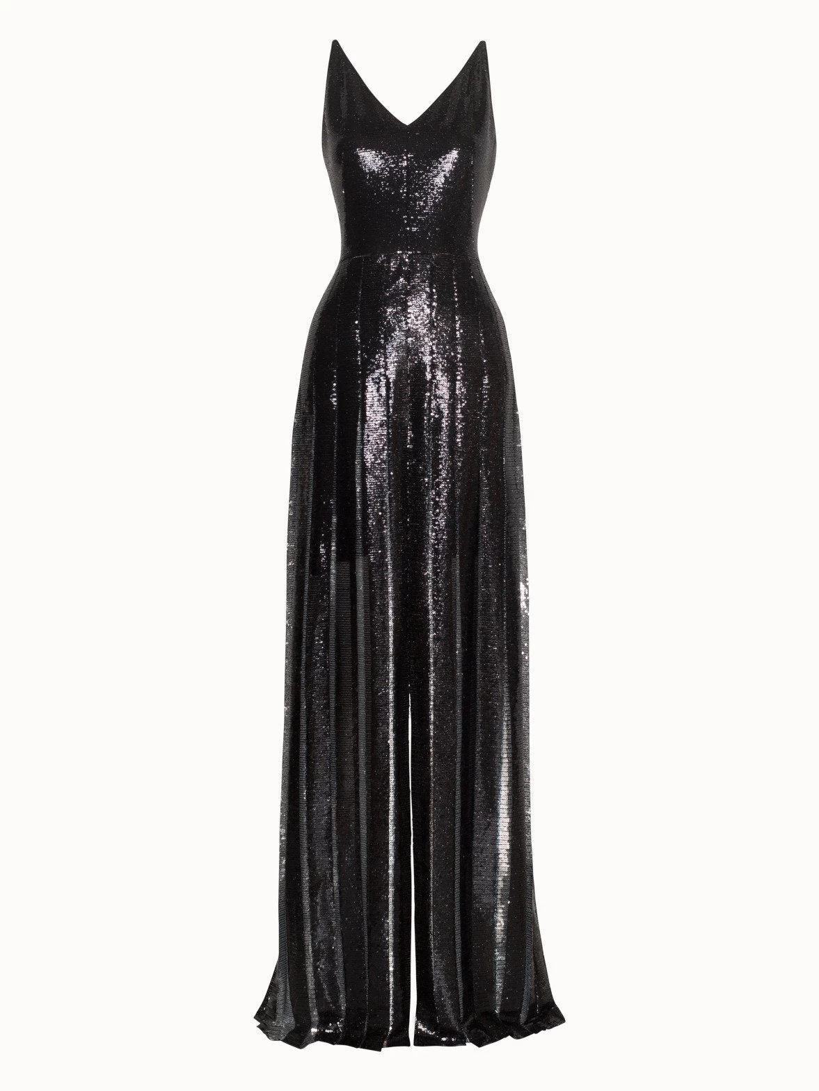 AKRIS Gown In Plissé With All Over Sequins And Pleated Skirt