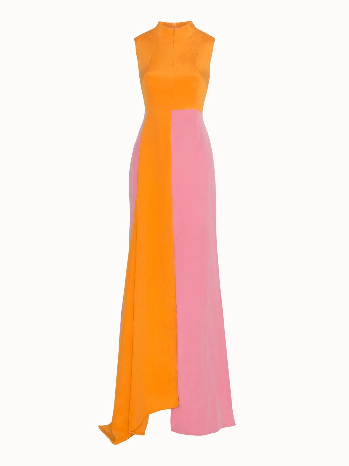 AKRIS Gown In Silk Crêpe Bi-Color With Asymmetrical Hem