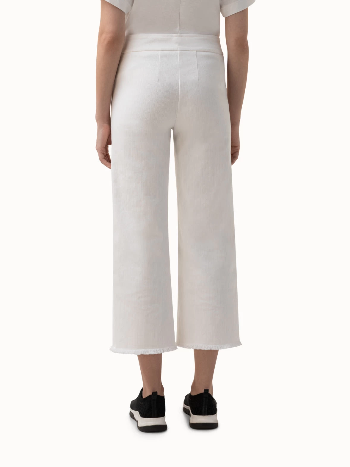 Cropped High Waisted Fringe Denim Pants - Image 2