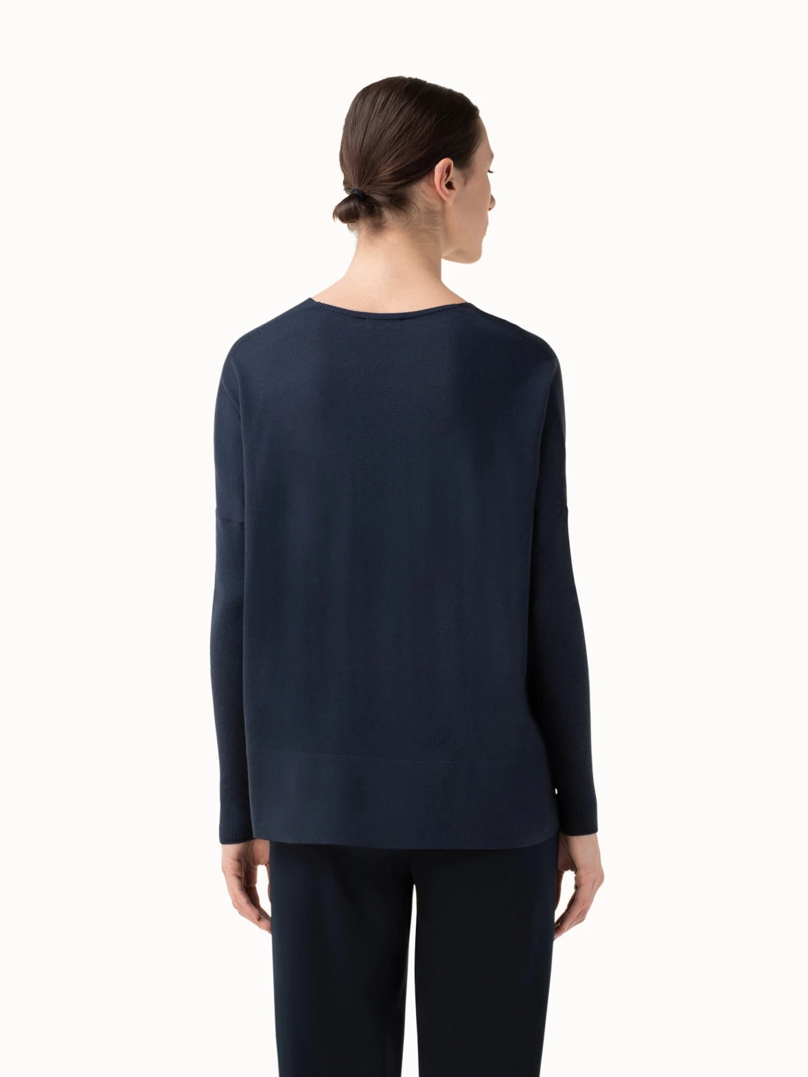 Oversized V-Neck Merino Wool Knit Pullover - Image 2