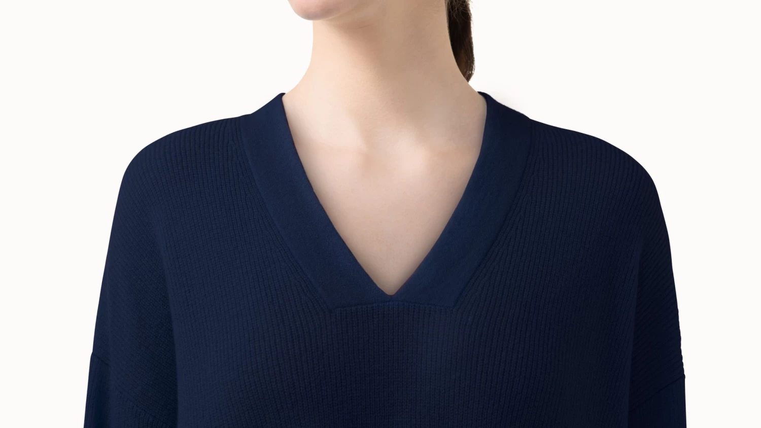AKRIS Ribbed Cashmere Long V-Neck Knit Pullover - Image 3