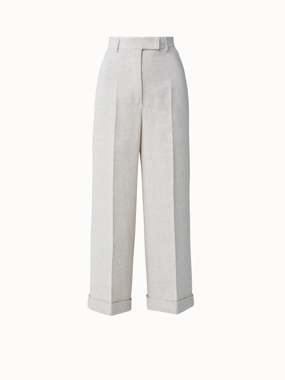 AKRIS Cropped Linen Crêpe Double Face Pants