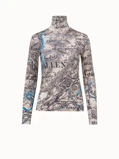 AKRIS Cashmere Silk Jersey Vintage St. Gallen Map Print