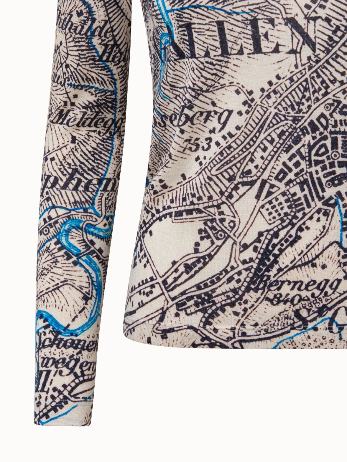 AKRIS Cashmere Silk Jersey Vintage St. Gallen Map Print - Image 5