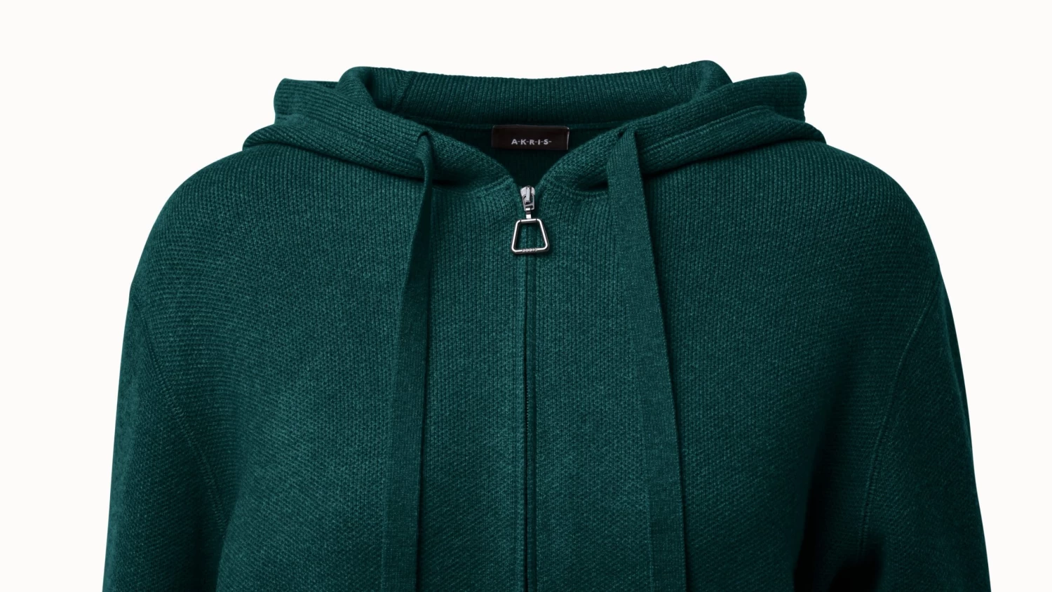AKRIS Cropped Cashmere Piqué Hoodie Pullover - Image 4