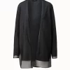 AKRIS Long Cashmere Cardigan With Tulle Overlayer