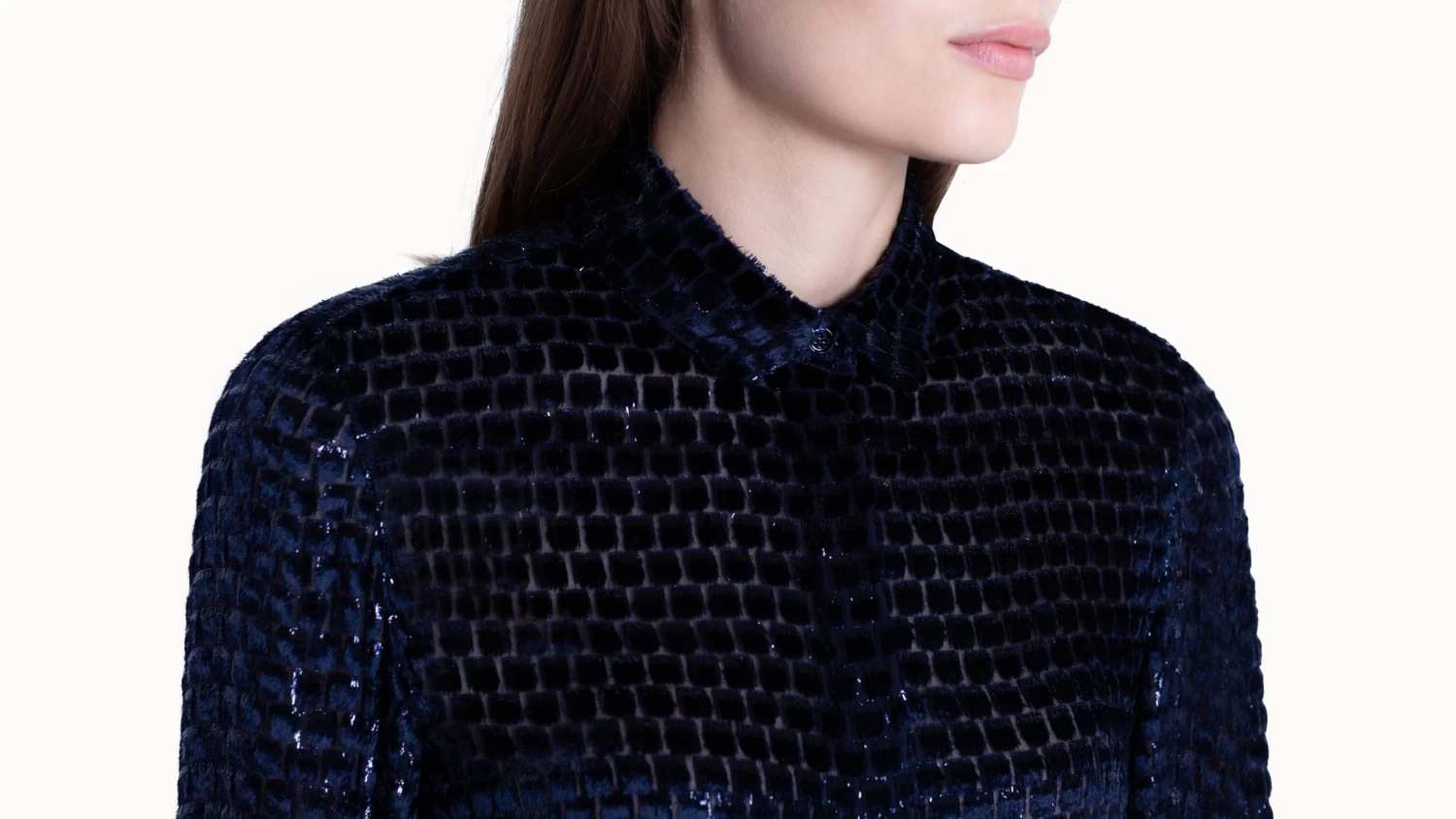 AKRIS Blouse In Silk Velvet Dévoré With Horsehair Cuff - Image 6