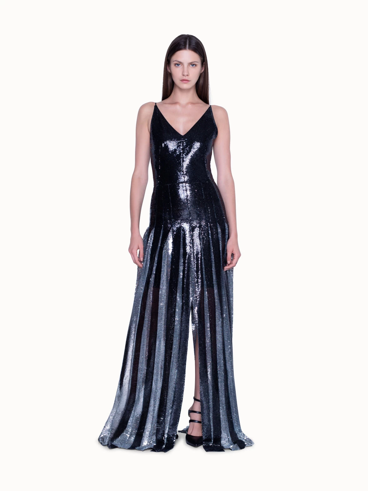 AKRIS Gown In Plissé With All Over Sequins And Pleated Skirt - Image 2