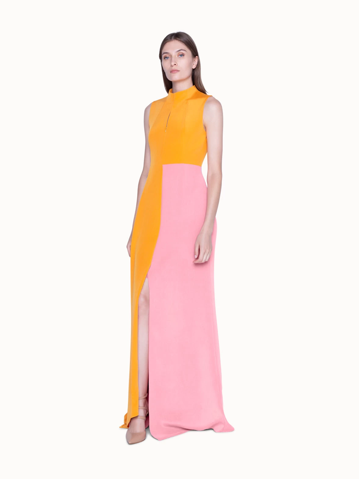 AKRIS Gown In Silk Crêpe Bi-Color With Asymmetrical Hem - Image 4