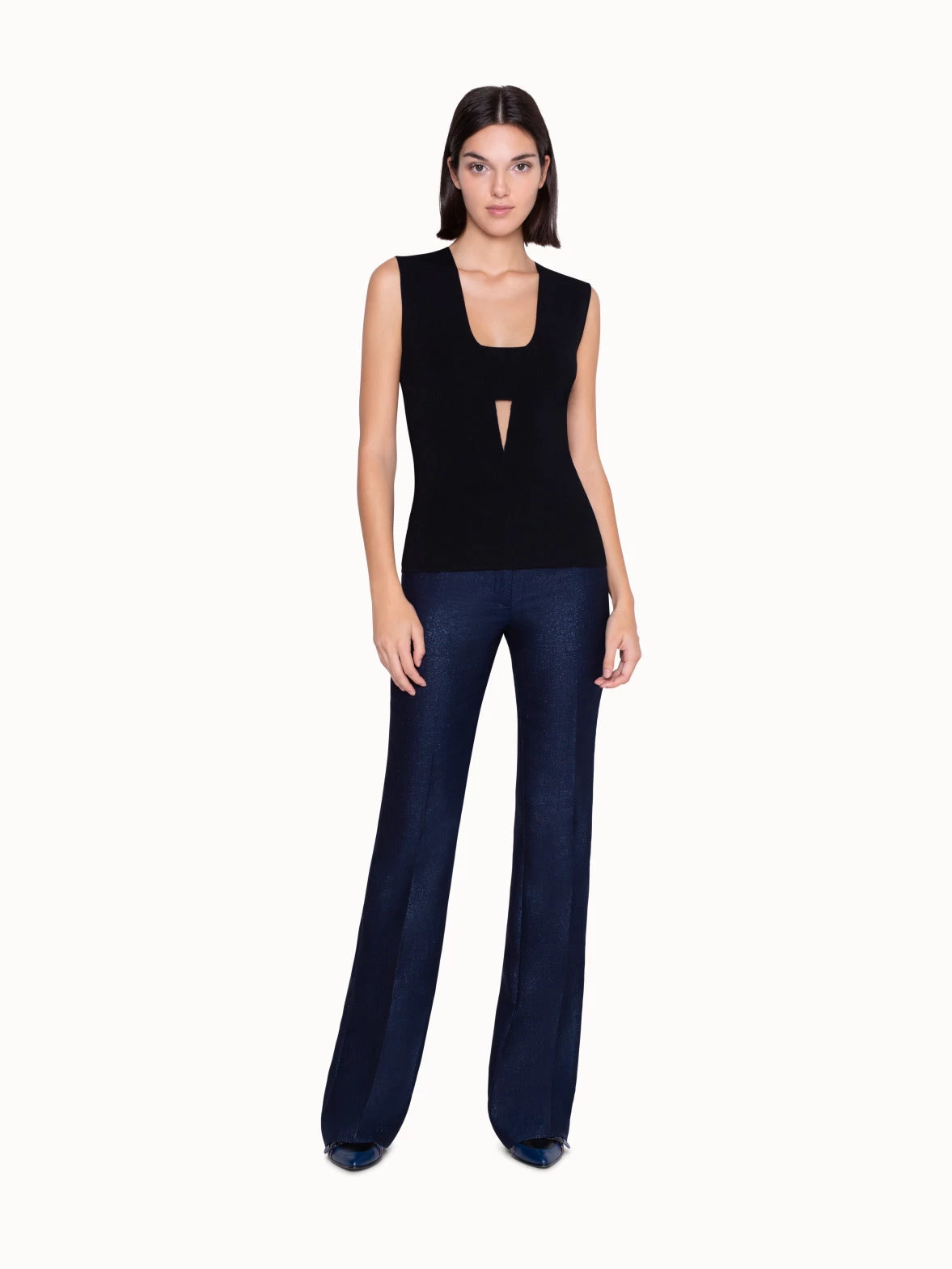 AKRIS Sleeveless Knit Top With Chest Cut-out - Image 2