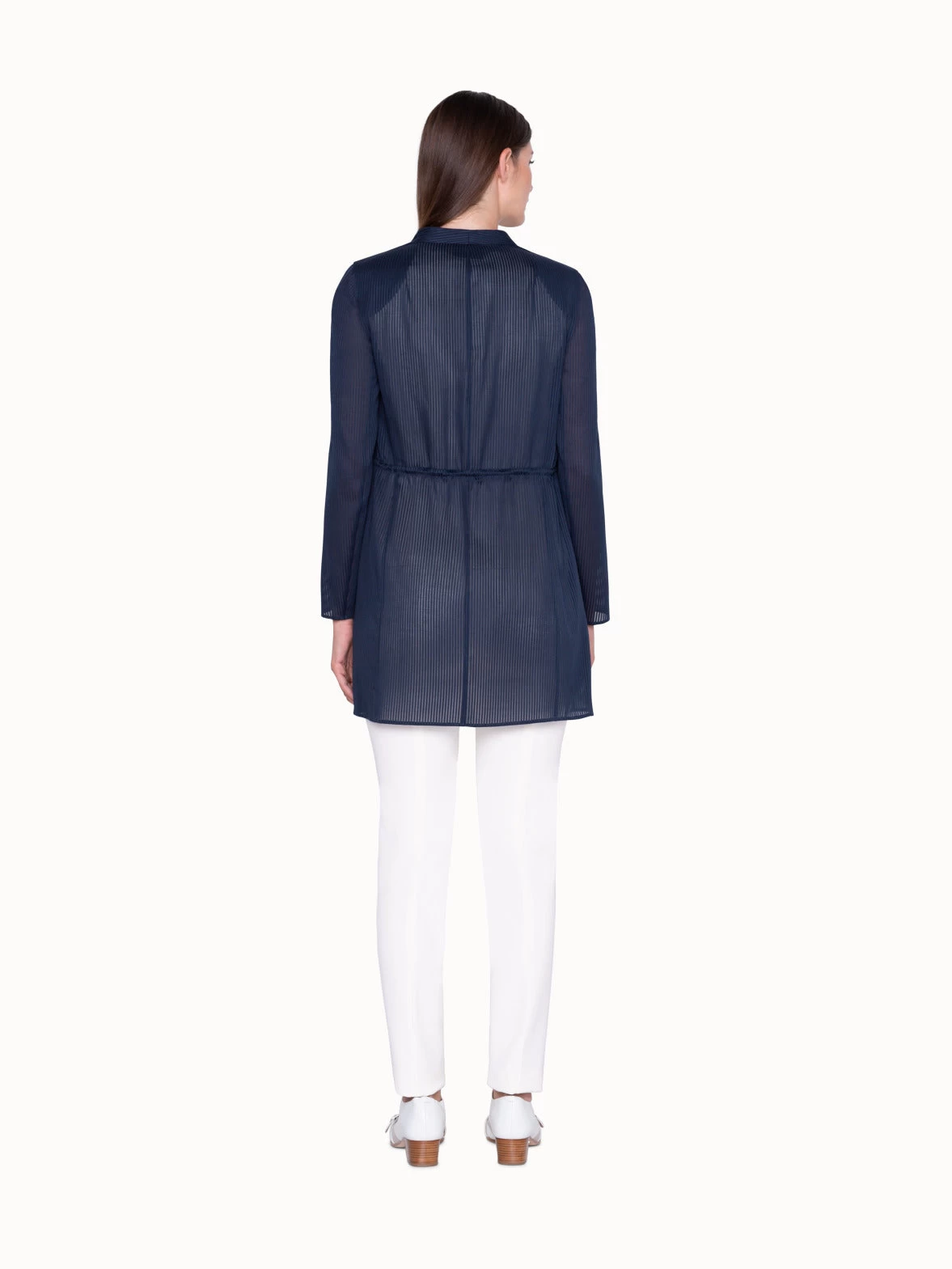 AKRIS Long Jacket Cardigan Style In Cotton Voile - Image 3