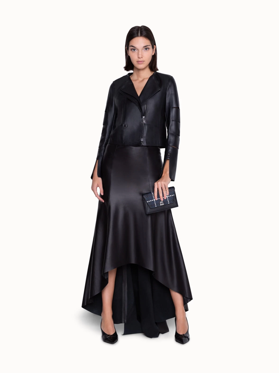 AKRIS A-Line Long Skirt In Nappa Leather - Image 2