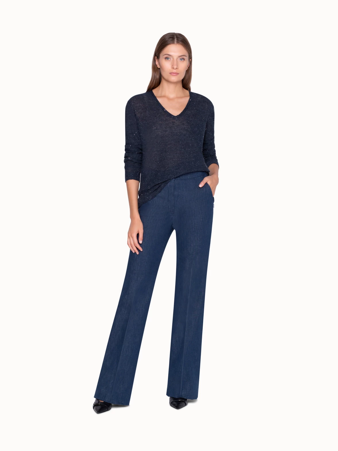 AKRIS Long Sleeve Pullover In Linen - Image 3