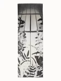 AKRIS Leaf Print Cashmere Silk Scarf