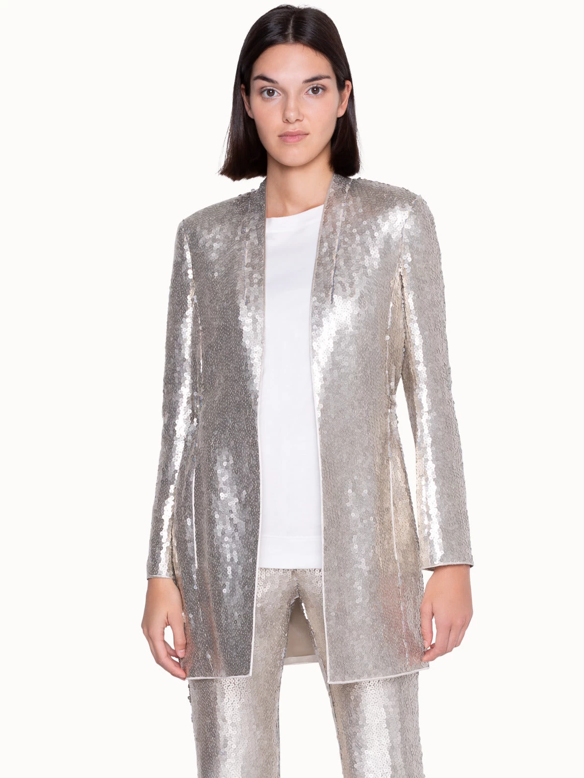 AKRIS Long Jacket In Silk With Sequins