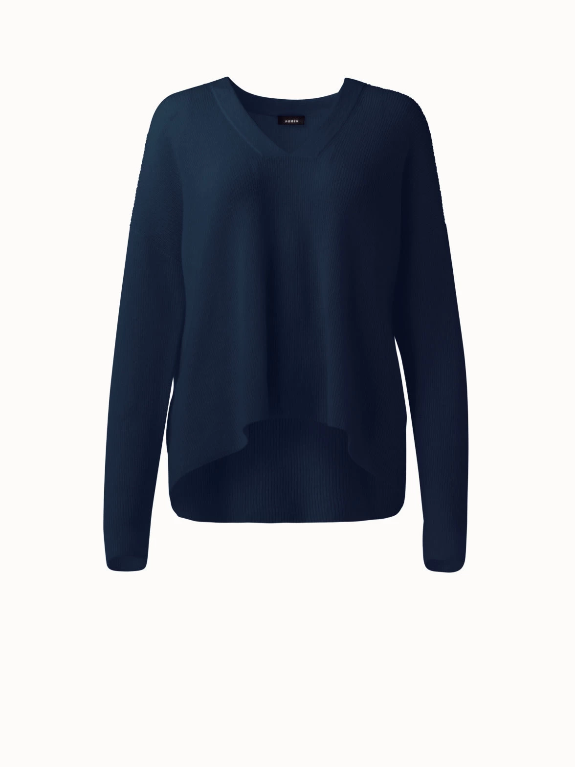 AKRIS Ribbed Cashmere Long V-Neck Knit Pullover