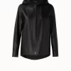 AKRIS Lamb Nappa Leather Zip Hooded Jacket
