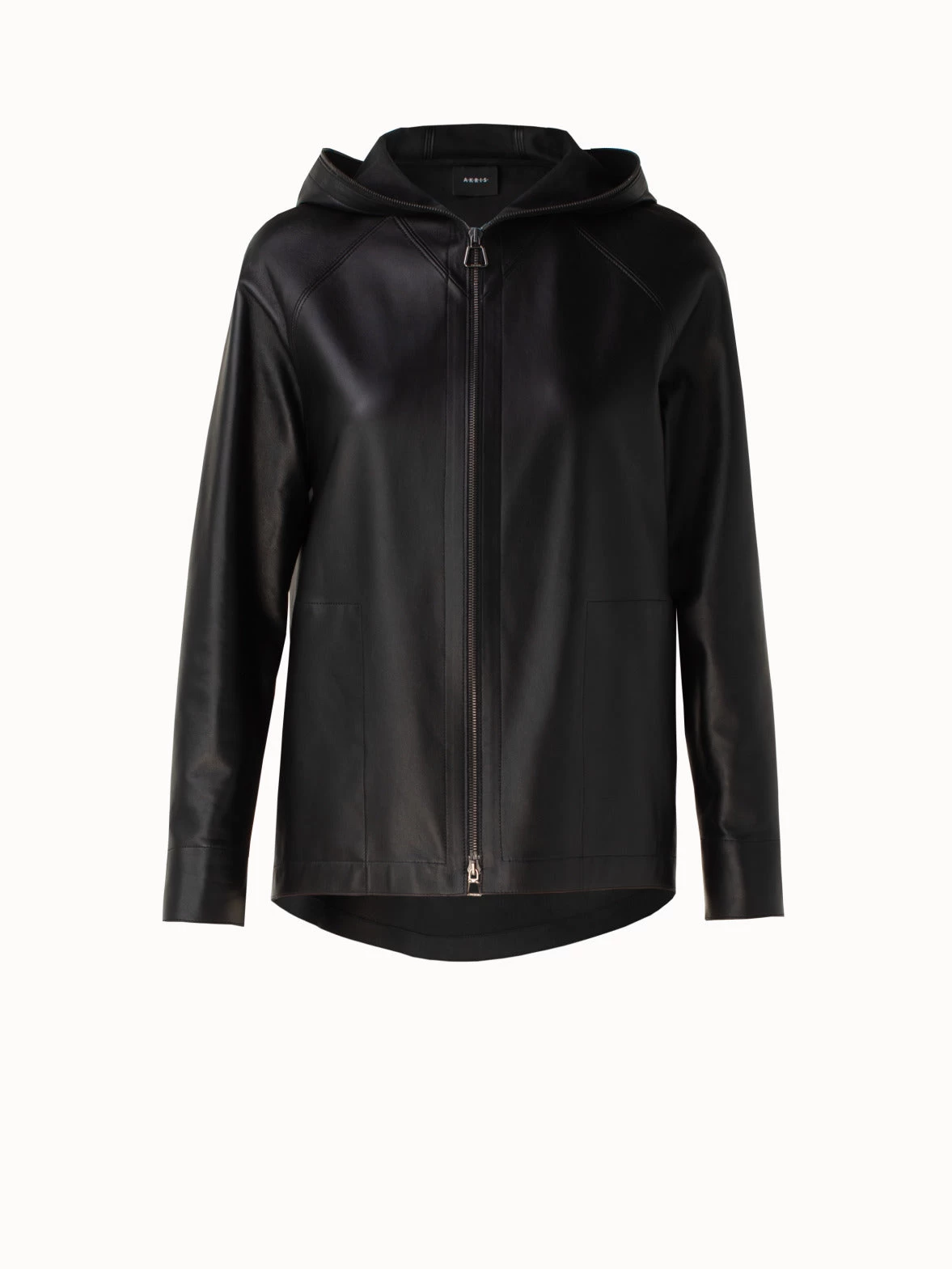 AKRIS Lamb Nappa Leather Zip Hooded Jacket
