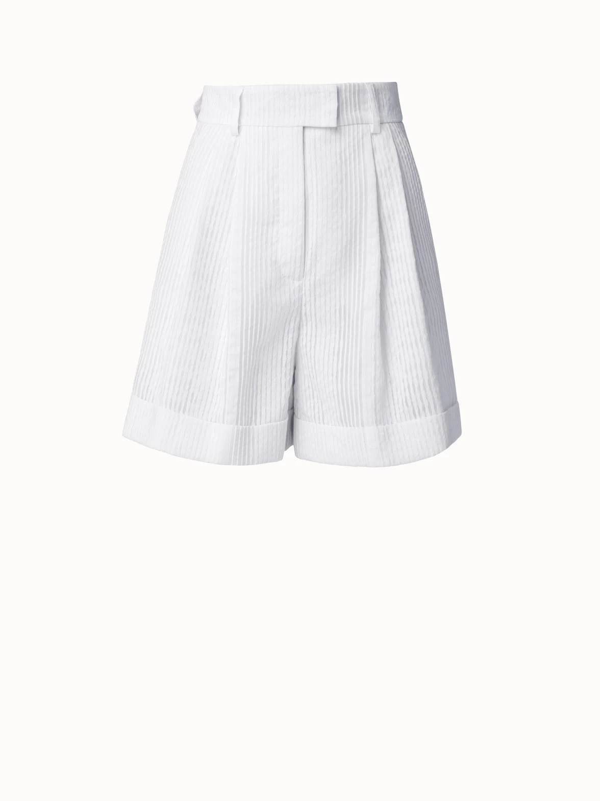 AKRIS Cotton Organza Jacquard Striped Shorts