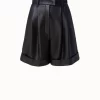 AKRIS High Waisted Lamb Nappa Leather Shorts