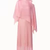 AKRIS Belted Lace Dress With Detachable Cape Scarf