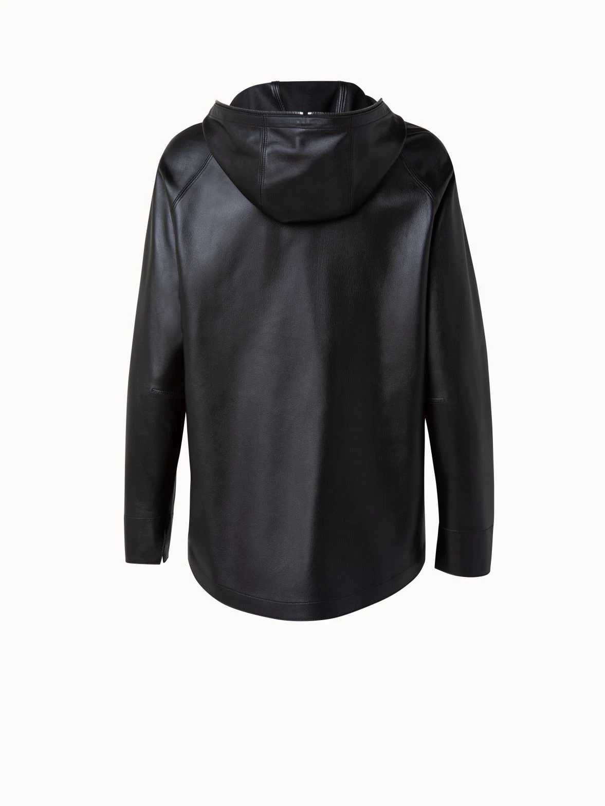 AKRIS Lamb Nappa Leather Zip Hooded Jacket - Image 2