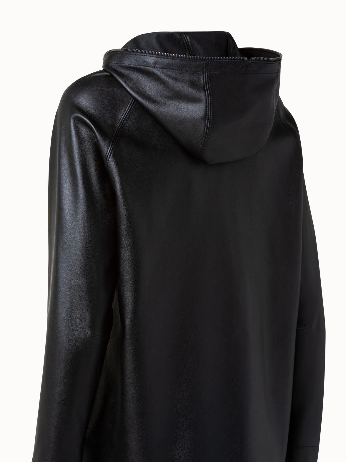 AKRIS Lamb Nappa Leather Zip Hooded Jacket - Image 4