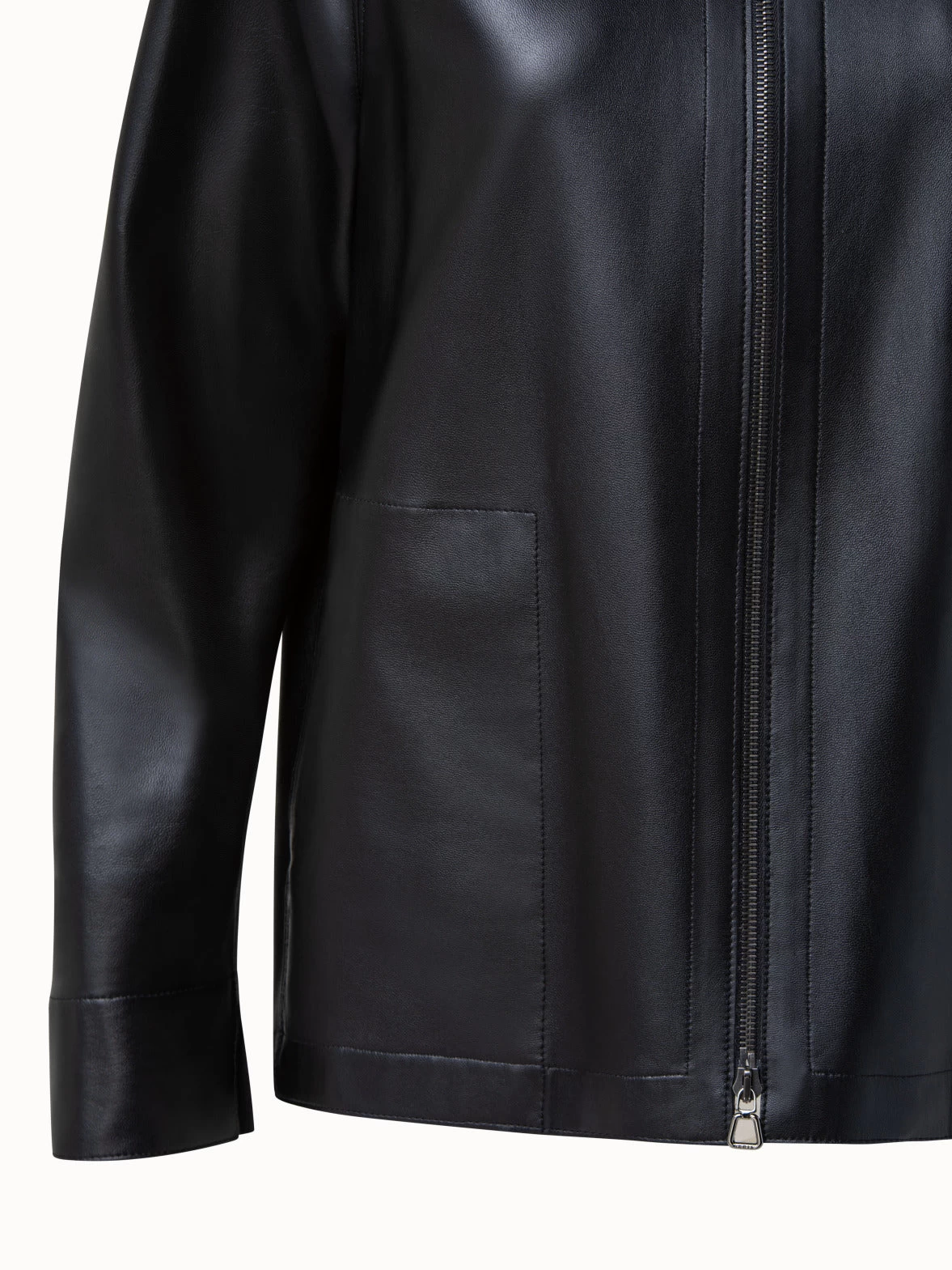 AKRIS Lamb Nappa Leather Zip Hooded Jacket - Image 5