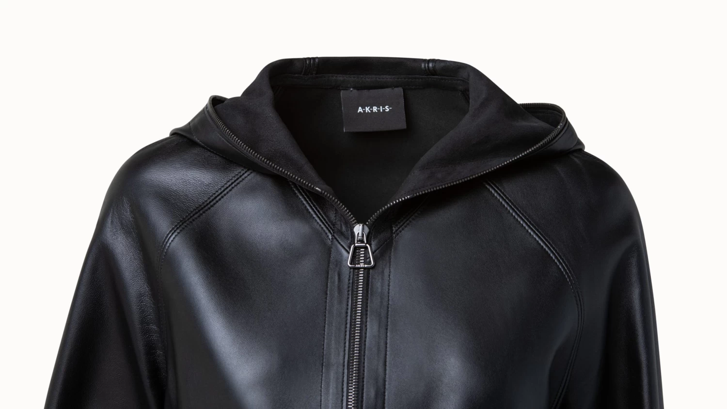 AKRIS Lamb Nappa Leather Zip Hooded Jacket - Image 3