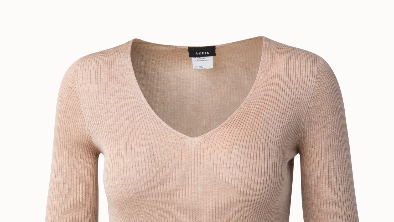 AKRIS Ribbed V-Neck Cotton Silk Sweater - Image 5