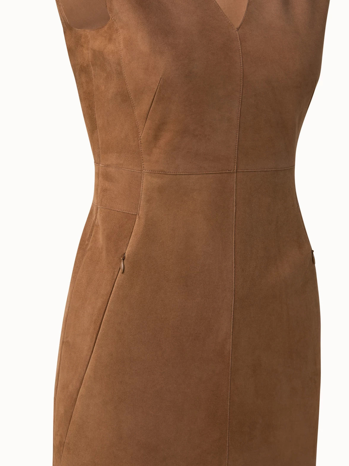 AKRIS Sleeveless Suede V-Neck Dress - Image 4