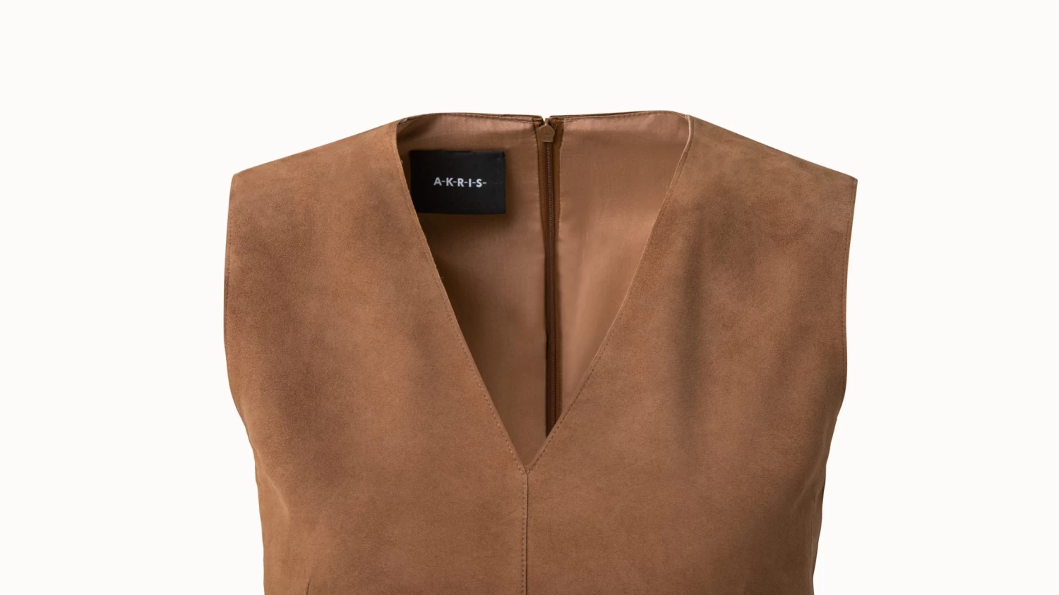 AKRIS Sleeveless Suede V-Neck Dress - Image 3