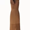 AKRIS Sleeveless Suede V-Neck Dress