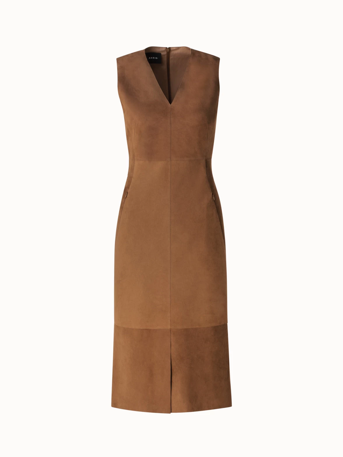 AKRIS Sleeveless Suede V-Neck Dress