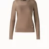 AKRIS Fitted Silk Lurex Knit Sweater