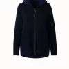 AKRIS Long Cashmere Wool Techno Jersey Zip Hoodie