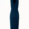 AKRIS Double Face Wool Crêpe V-Neck Sheath Dress