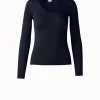 AKRIS Ribbed V-Neck Cotton Silk Sweater