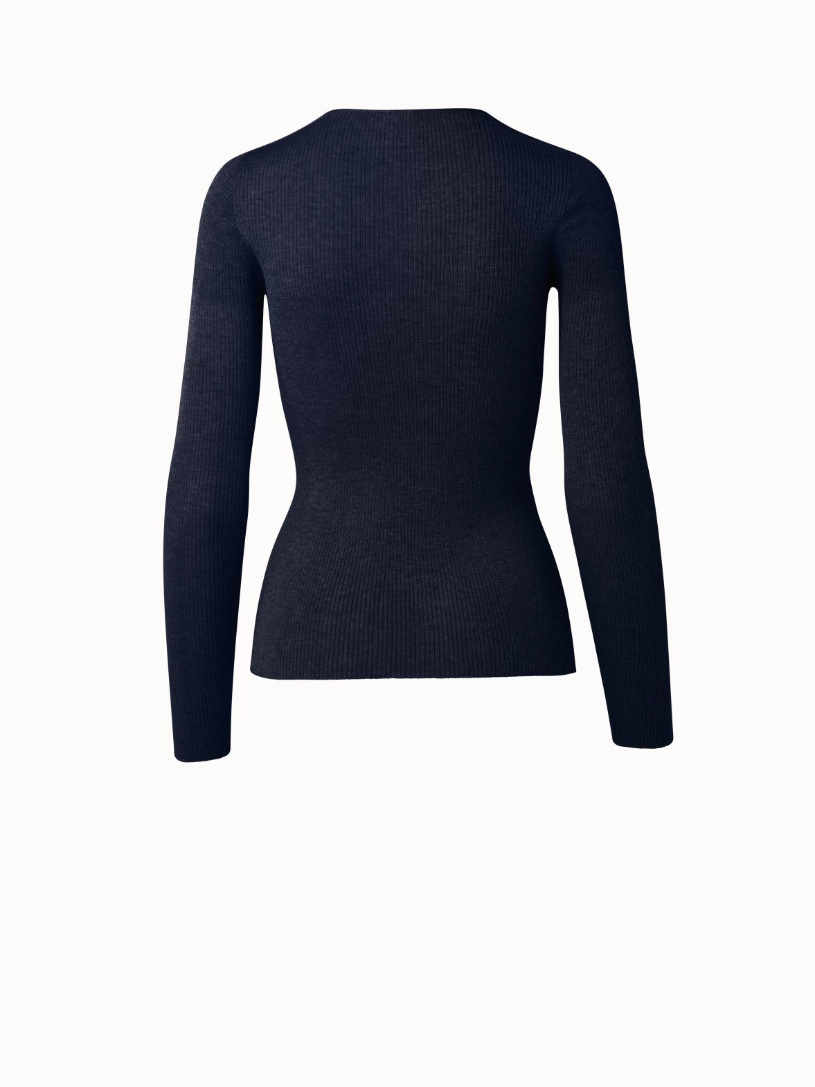 AKRIS Ribbed V-Neck Cotton Silk Sweater - Image 2